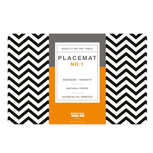 테이블위 PLACEMAT 다용도 종이 테이블 매트 6종 x 8p 세트, NO 1, 490 x 295 mm