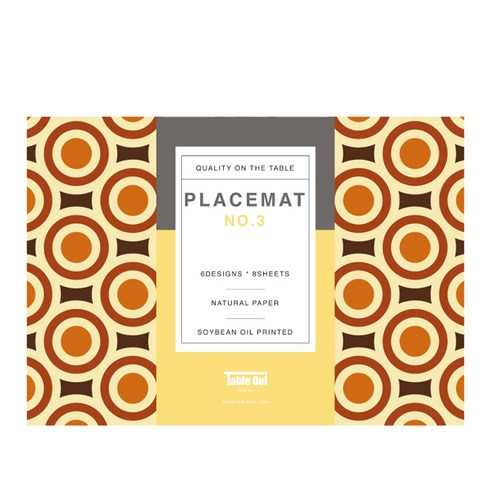테이블위 PLACEMAT 다용도 종이 테이블 매트 6종 x 8p 세트, NO 3, 490 x 295 mm