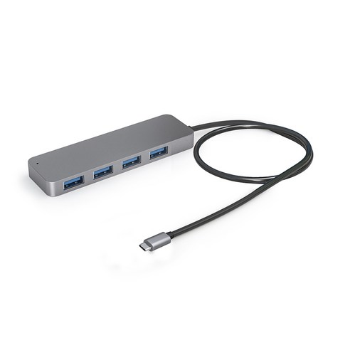 [쿠팡수입] 만듦 4포트 USB 3.1 Gen1 허브 메탈 Type-C 1.2m, 혼합색상