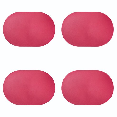 북유럽 스타일 타원형 방수 PVC 테이블 매트 4p, 레드, 45 x 30 cm