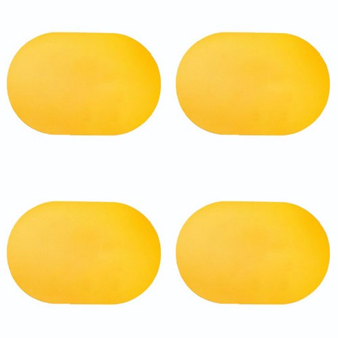 북유럽 스타일 타원형 방수 PVC 테이블 매트 4p, 옐로우, 45 x 30 cm