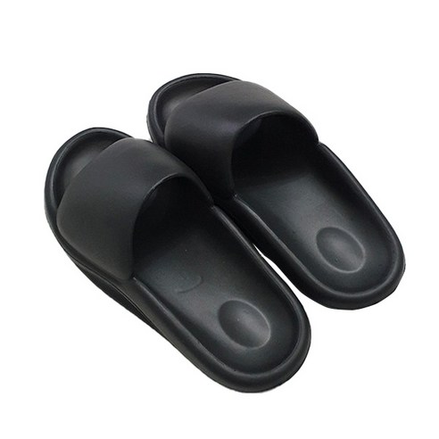 디아 층간소음방지 거실화 통통 쿠션 슬리퍼 3cm, 블랙