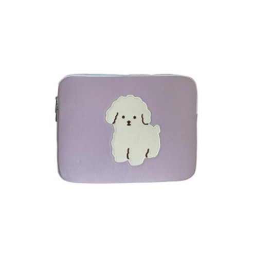복실복실 흰둥이 파스텔 태블릿 노트북 아이패드 파우치, 퍼플
