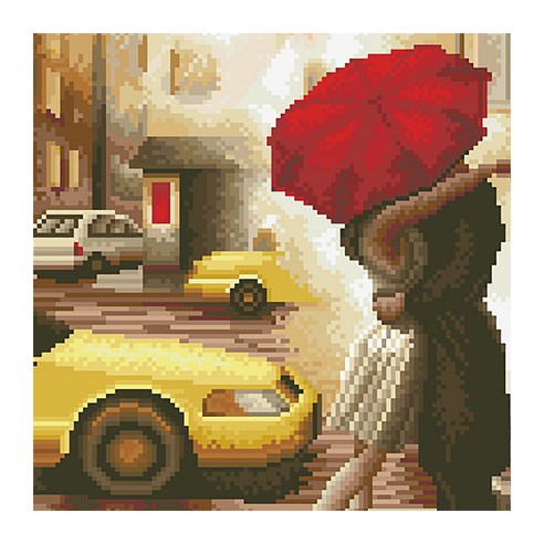 디클레어 액자형 보석십자수 DIY 키트 캔버스형 40 x 50 cm, 맨해튼의 여인, 1세트