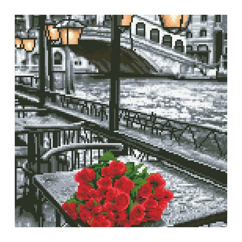 디클레어 액자형 보석십자수 DIY 키트 캔버스형 40 x 50 cm, 레드로즈, 1세트