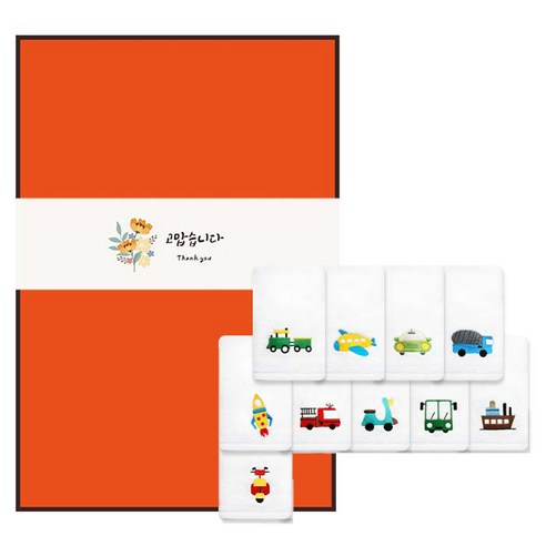 송월타월 트래픽 세면타월 120g 면사 10p + 케이스 10p + 감사띠지 500 x 70 mm 10p 세트, 랜덤발송(세면타월, 케이스), 2타입(띠지), 1세트