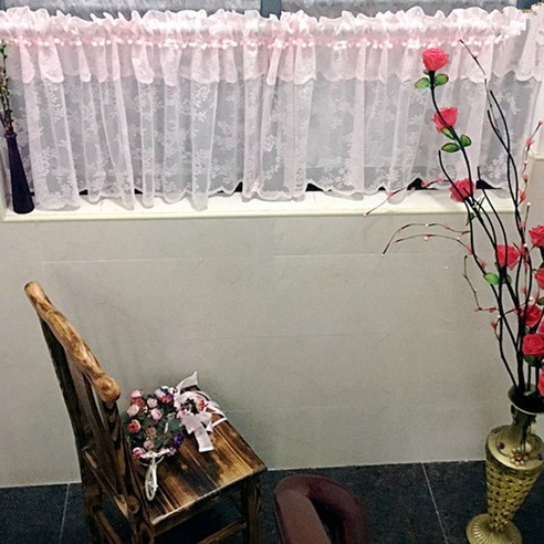 루비코코 레이스 자수 미니 선반 가리개커튼, 핑크