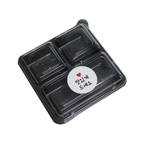 에이치씨엔 일회용 반찬용기 AJ GO-3 100p + 맛있게드세요 화이트원형 스티커 100p, 1세트
