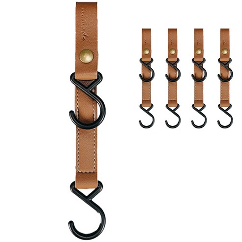 노마드 스트랩 가죽 더블 후크, Brown, 1개