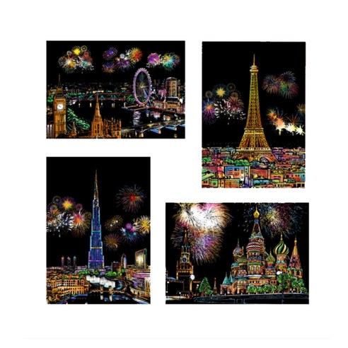스크래치 페이퍼 4종 세트, FireWork, FireWork, 1개