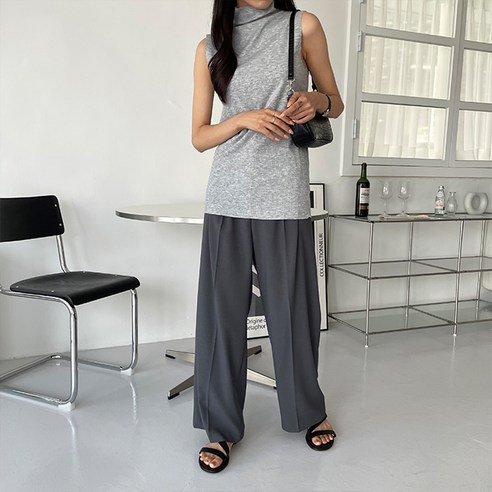 페이퍼먼츠 여성용 반폴라넥 민소매 이너 티셔츠 00510