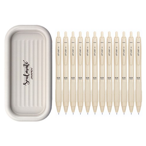 자바펜 제트라인 비즈 빈티지 볼펜 0.7mm 12p + 소울메이트 펜트레이 랜덤발송 세트, 옐로우, 1세트
