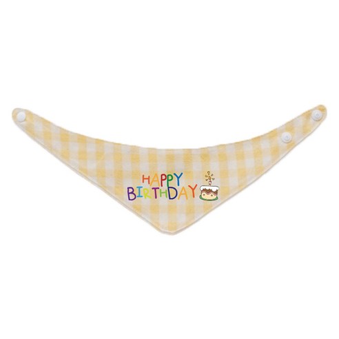 리토가토 반려동물 레터링 스카프 생일축하1 L, 옐로우체크, 1개