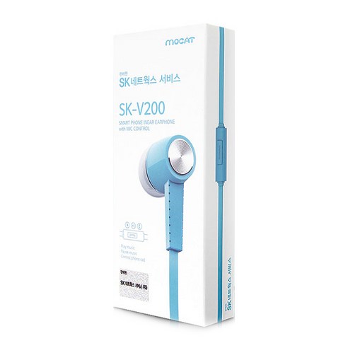 SK 네트웍스서비스 스마트폰용 이어폰, SK-V200, 블루