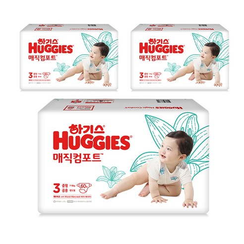 2021 신형 하기스 매직 컴포트 밴드형 기저귀 중형 3단계 (7~10kg), 180매