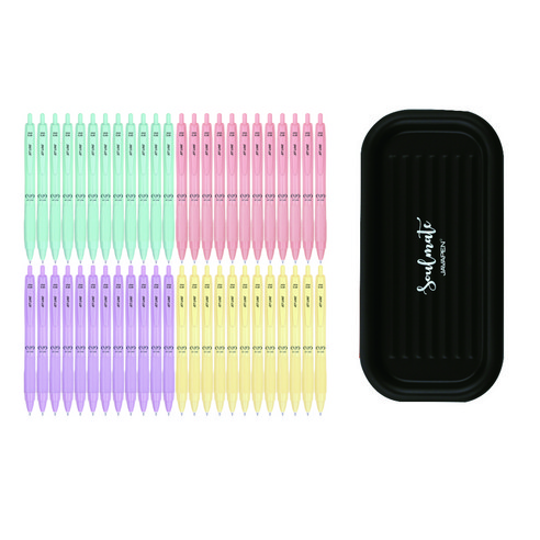 자바펜 제트라인 베이비 초저점도 유성볼펜 0.38mm 4종 x 12p +펜트레이 세트, 혼합색상(볼펜), 블랙(펜트레이), 1세트