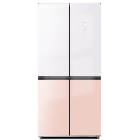 하이얼 글램 글라스 양문형냉장고 방문설치, 화이트 + 피치 핑크, HRS445MNWP