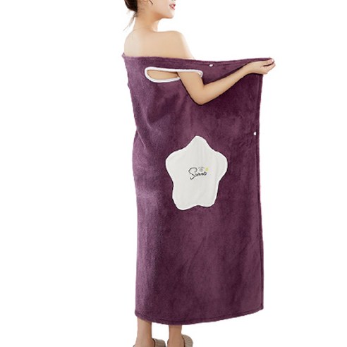 JS컴퍼니 여성 목욕 샤워가운 포켓형 XL, 퍼플, 1개