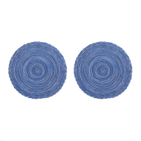 w에이블 감성 원형 테이블 매트 컵받침 2p, 10 블루 레이스, 380 x 380 mm