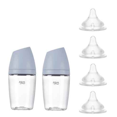 티지엠 트라이탄 쌀알 젖병 240ml x 2p + 젖꼭지 4p, 코튼블루, 1개