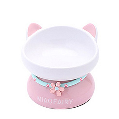 루미미루 고양이 키가 큰 그릇 15.5 x 13 cm, 핑크, 1개