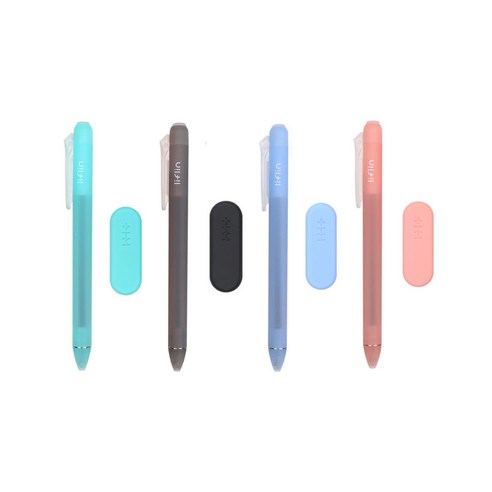 리플린 지워지는 단색펜 0.4mm 4종 + 전용 지우개 4종 세트, 민트, 블랙, 블루, 핑크, 1세트