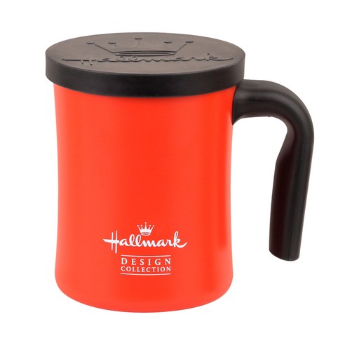 홀마크 티투스 보온보냉 스테인레스 머그컵 450ml, 레드(머그컵), 블랙(뚜껑), 1개