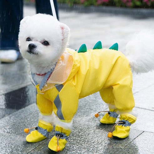 강아지 용가리 레인코트