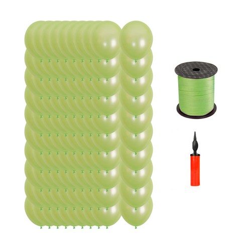 마켓감성 캔디 펄 풍선 30cm 100p + 펌프 랜덤발송 + 리본끈, 라이트그린, 1세트