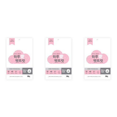 하루애 강아지 펫트릿 기능성 수제간식, 3개, 피부 앤 모질