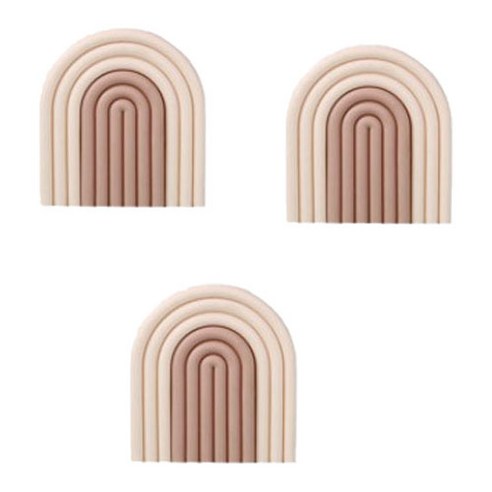 내열 실리콘 무지개 냄비 받침 겸 컵받침, 베이지 + 브라운, 3개