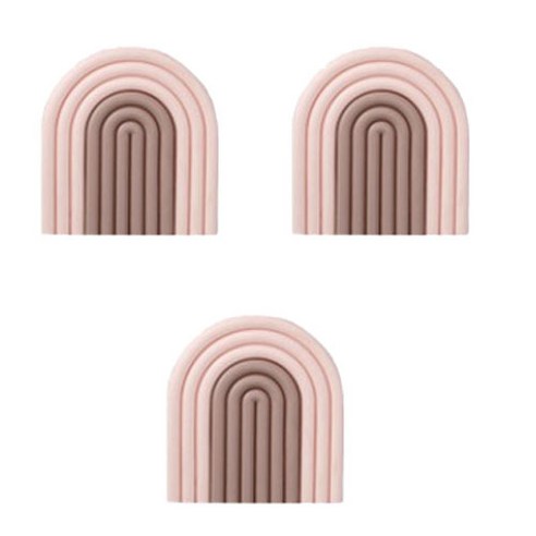 내열 실리콘 무지개 냄비 받침 겸 컵받침, 핑크 + 브라운, 3개