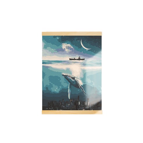 아트조이 DIY 행잉 명화그리기 족자형 40 x 50 cm, 고래와 바다, 1개