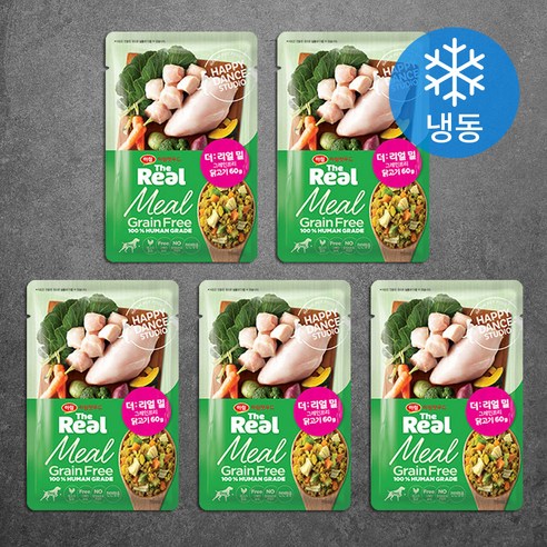 하림펫푸드 전연령 강아지 더리얼 밀 그레인프리 화식사료, 닭, 60g, 5개