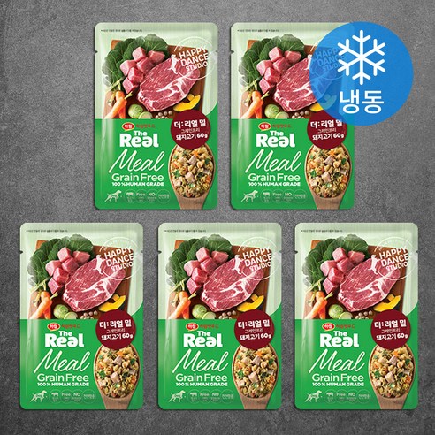 하림펫푸드 전연령 강아지 더리얼 밀 그레인프리 화식사료, 돼지, 60g, 5개