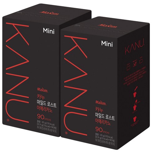 카누 콜롬비아 블렌드 마일드 로스트 아메리카노 0.9g 원두커피믹스, 90개입, 2개