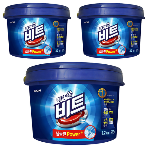 비트 딥클린 파워 플러스 분말세제 본품, 4.2kg, 3개