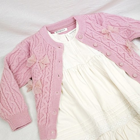 위시키즈 여아용 리본 러블리 니트 가디건