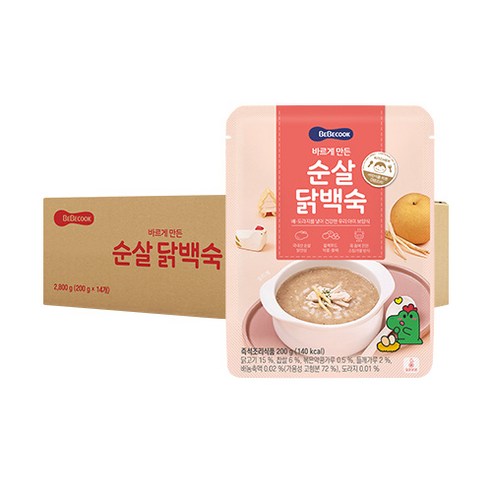 베베쿡 유아용 바르게 만든 순살 닭백숙 200g x 14p, 14개