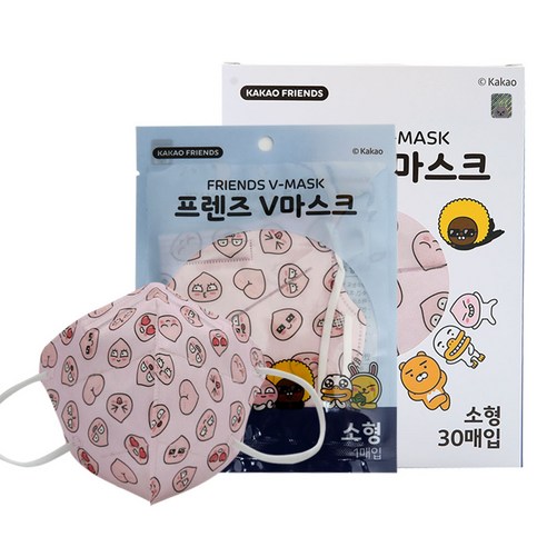 프렌즈V마스크 새부리형 2D 마스크 소형, 어피치 핑크, 1개, 30개입
