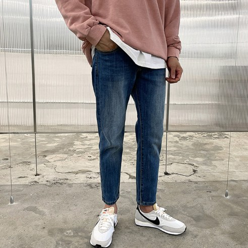 맨타임 남성용 DOF 데일리 히든밴딩 워싱 데님 팬츠 숏