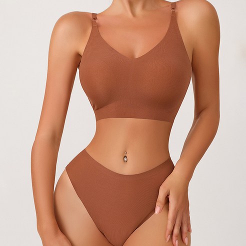 몽오브 바디프로필 골지 하이 브라 팬티 세트