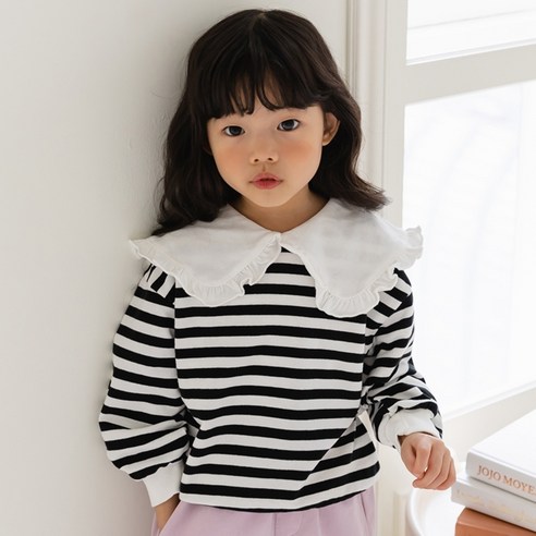 디앙 여아용 수정 프릴 티셔츠