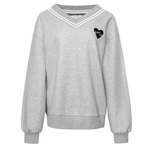 하트클럽 Heart Patch V neck Sweat Shirt