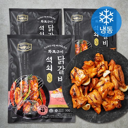쿠즈락앳홈 석쇠닭갈비 화로구이 (냉동), 300g, 3개