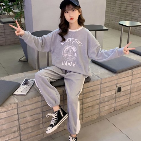 오렌지다몸 여아용 지구본 맨투맨 팬츠 세트