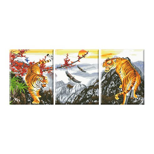 디클레어 3D DIY 보석십자수 캔버스형 3단세트 40X50cmX3, 용호상박, 1세트