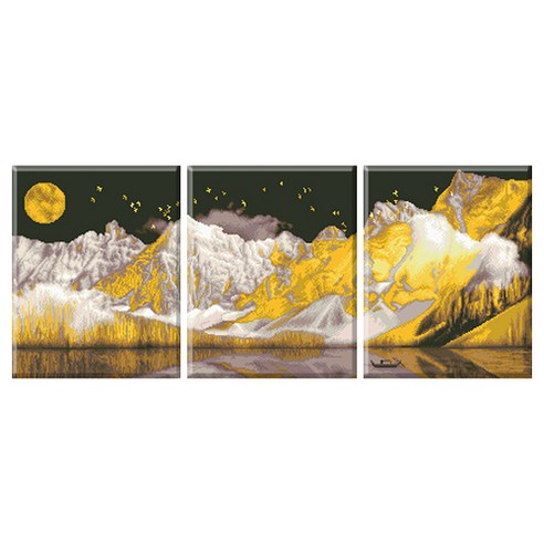 디클레어 액자형 구슬 비즈 큐빅 캔버스형 DIY 보석십자수 40 x 50 cm 3종 세트, 금빛 야경, 1세트