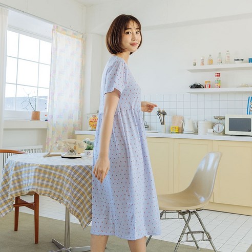 시원하고 편안한 여름 밤 수면을 위한 도씨 여성용 냉감 원피스 잠옷