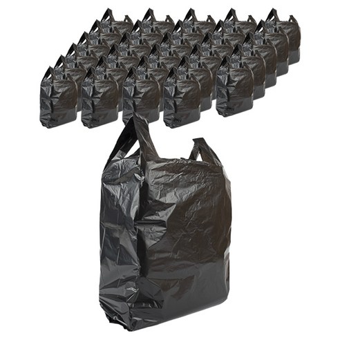 스위스녹스 손잡이 마트 시장 검정 비닐 봉투, 27L, 500매